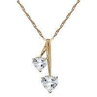 Aquamarine Twin Heart Pendant Necklace 1.4ctw in 9ct Gold