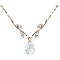 Aquamarine and Diamond Vine Branch Pendant Necklace 1.5ct in 9ct Gold