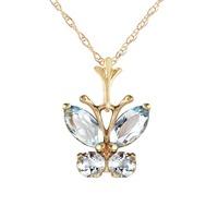 aquamarine butterfly pendant necklace 04ctw in 9ct gold