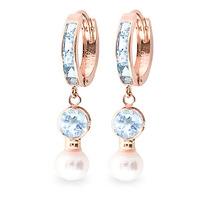 Aquamarine and Pearl Earrings 4.3ctw in 9ct Rose Gold