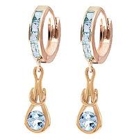 Aquamarine Loop Knot Huggie Earrings 0.85ctw in 9ct Rose Gold