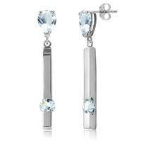 Aquamarine Bar Drop Earrings 4.25ctw in 9ct White Gold