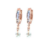 Aquamarine Droplet Huggie Earrings 2.95ctw in 9ct Rose Gold