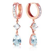 Aquamarine Droplet Huggie Earrings 5.62ctw in 9ct Rose Gold