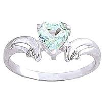 Aquamarine and Diamond Ring 0.95ct in 9ct White Gold