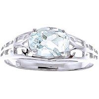 Aquamarine Catalan Filigree Ring 1.15ct in 9ct White Gold