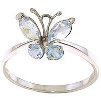 Aquamarine Butterfly Ring 0.6ctw in 9ct White Gold