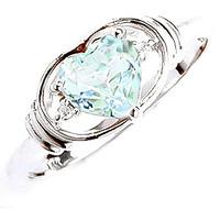 aquamarine and diamond ring 095ct in 9ct white gold