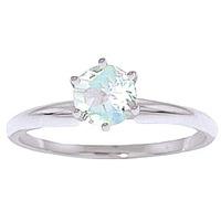 Aquamarine Crown Solitaire Ring 0.65ct in 9ct White Gold