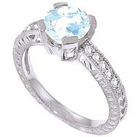 Aquamarine and Diamond Renaissance Ring 1.5ct in 9ct White Gold