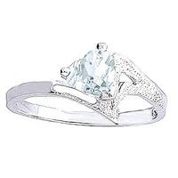 Aquamarine Devotion Heart Ring 0.95ct in 9ct White Gold