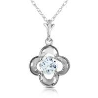 Aquamarine Corona Pendant Necklace 0.55ct in 9ct White Gold