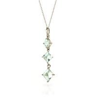 Aquamarine Three Stone Pendant Necklace 2.4ctw in 9ct White Gold