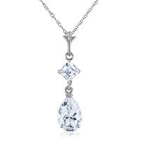 Aquamarine Droplet Pendant Necklace 2.0ctw in 9ct White Gold