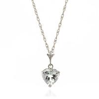 Aquamarine Heart Pendant Necklace 1.15ct in 9ct White Gold