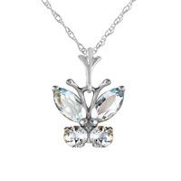 Aquamarine Butterfly Pendant Necklace 0.6ctw in 9ct White Gold