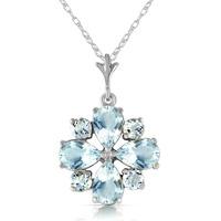 Aquamarine Sunflower Pendant Necklace 2.43ctw in 9ct White Gold