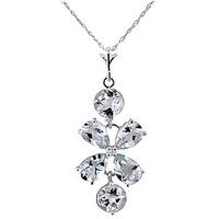 Aquamarine Blossom Pendant Necklace 3.15ctw in 9ct White Gold