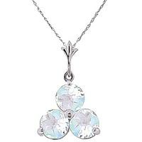 Aquamarine Trinity Pendant Necklace 0.75ctw in 9ct White Gold