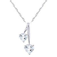 Aquamarine Twin Heart Pendant Necklace 1.4ctw in 9ct White Gold