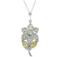 aquamarine and peridot flower petal pendant necklace 106ctw in 9ct whi ...