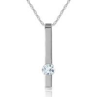 Aquamarine Bar Drop Pendant Necklace 0.25ct in 9ct White Gold