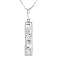 Aquamarine Channel Set Pendant Necklace 2.25ctw in 9ct White Gold