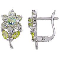 aquamarine and peridot flower petal stud earrings 212ctw in 9ct white  ...