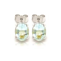 Aquamarine Stud Earrings 1.8ctw in 9ct White Gold