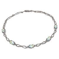 Aquamarine and Diamond Evert Tennis Bracelet 1.15ctw in 9ct White Gold