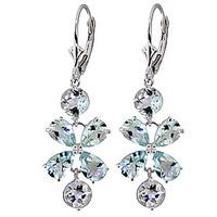 Aquamarine Blossom Drop Earrings 5.32ctw in 9ct White Gold