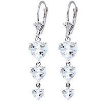 Aquamarine Triple Heart Drop Earrings 6.0ctw in 9ct White Gold