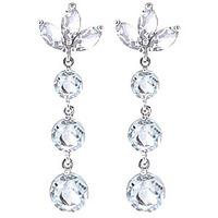 Aquamarine Petal Drop Earrings 8.7ctw in 9ct White Gold