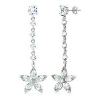 Aquamarine Daisy Chain Drop Earrings 4.8ctw in 9ct White Gold