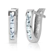 Aquamarine Acute Huggie Earrings 0.85ctw in 9ct White Gold