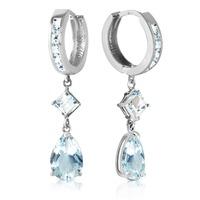 Aquamarine Droplet Huggie Earrings 5.62ctw in 9ct White Gold