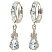 Aquamarine Loop Knot Huggie Earrings 0.85ctw in 9ct White Gold