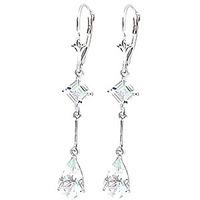 aquamarine two tier drop earrings 375ctw in 9ct white gold