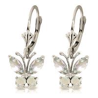 Aquamarine Butterfly Drop Earrings 1.24ctw in 9ct White Gold