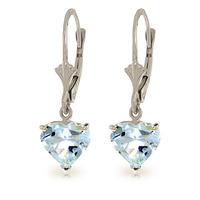 Aquamarine Heart Drop Earrings 3.05ctw in 9ct White Gold