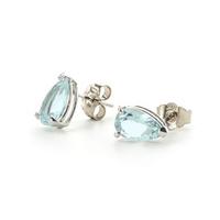 Aquamarine Stud Earrings 3.15ctw in 9ct White Gold