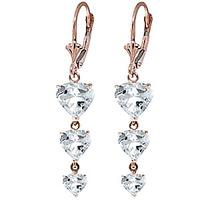 Aquamarine Triple Heart Drop Earrings 6.0ctw in 9ct Rose Gold