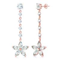 Aquamarine Daisy Chain Drop Earrings 4.8ctw in 9ct Rose Gold