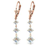 Aquamarine Three Stone Drop Earrings 4.79ctw in 9ct Rose Gold