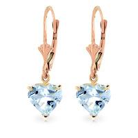 aquamarine heart drop earrings 305ctw in 9ct rose gold