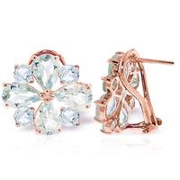 Aquamarine Sunflower Stud Earrings 4.85ctw in 9ct Rose Gold