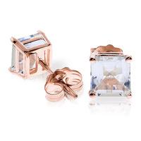 Aquamarine Stud Earrings 1.75ctw in 9ct Rose Gold