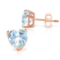 Aquamarine Heart Stud Earrings 3.25ctw in 9ct Rose Gold