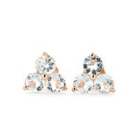 Aquamarine Trinity Stud Earrings 1.5ctw in 9ct Rose Gold