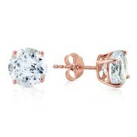 Aquamarine Stud Earrings 3.1ctw in 9ct Rose Gold